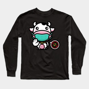 Cute Anti-Covid Cow With Quarantine Mouthguard Long Sleeve T-Shirt